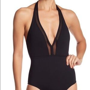Tommy Bahama Mesh Plunge Halter Swimsuit